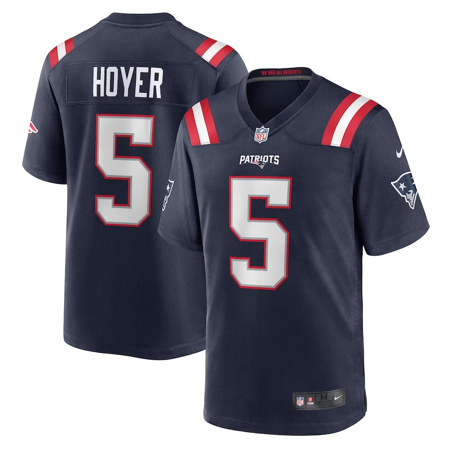 Men New England Patriots #5 Brian Hoyer Nike Navy Game Player NFL Jersey
